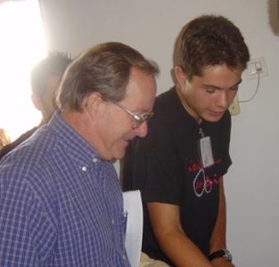 Richard West with young  Kacper, Granada, Spain, 2004.