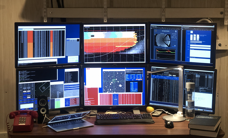 Monitors at the control room of the 0.7m Schmidt on Mt. Bigelow.