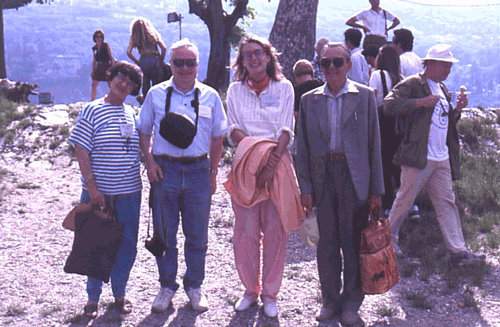 Manelia Kreskov v spolonosti Briana Marsdena (USA) a Jany Tichej (CZ) pri jazere Maggiore, Taliansko, jn 1993
