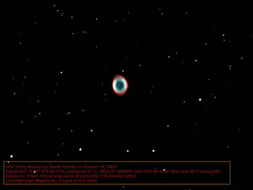 M57 from Daniel´s backyard, 2005 M57 from Daniel´s backyard, 2005.