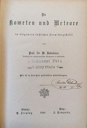 Book from 1884: Die Kometen und Meteore.