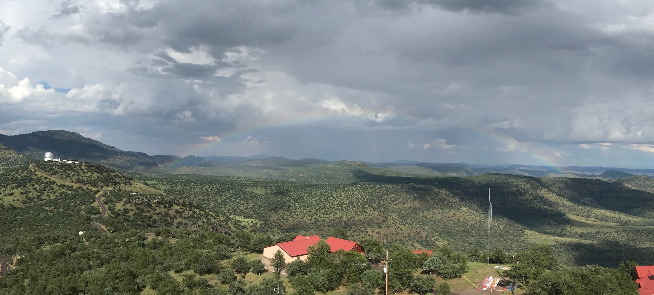 Rainbow and The Hobby-Eberly telescope, McDonald Observatory, Texas, USA.