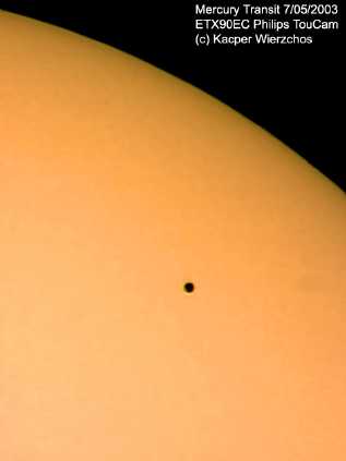 The winning image of Mercury transit in 2003.